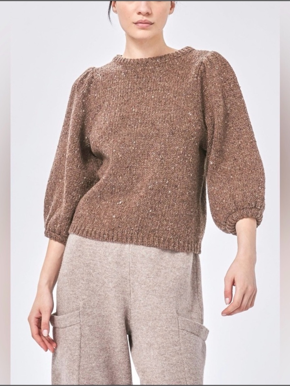 Demylee Bardot Balloon Sleeve Sweater